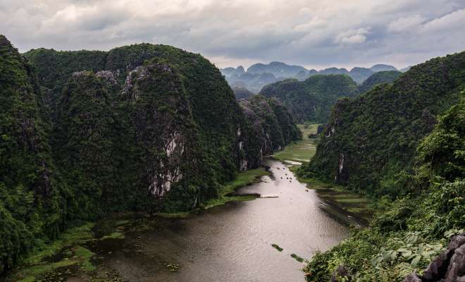 Tam Coc waterways from a temple lookout
