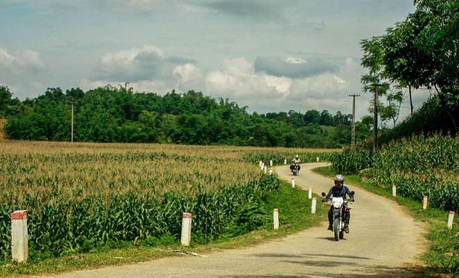 Motorbike riders near Mai Chau