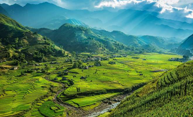 High mountains and valleys in the Sapa region